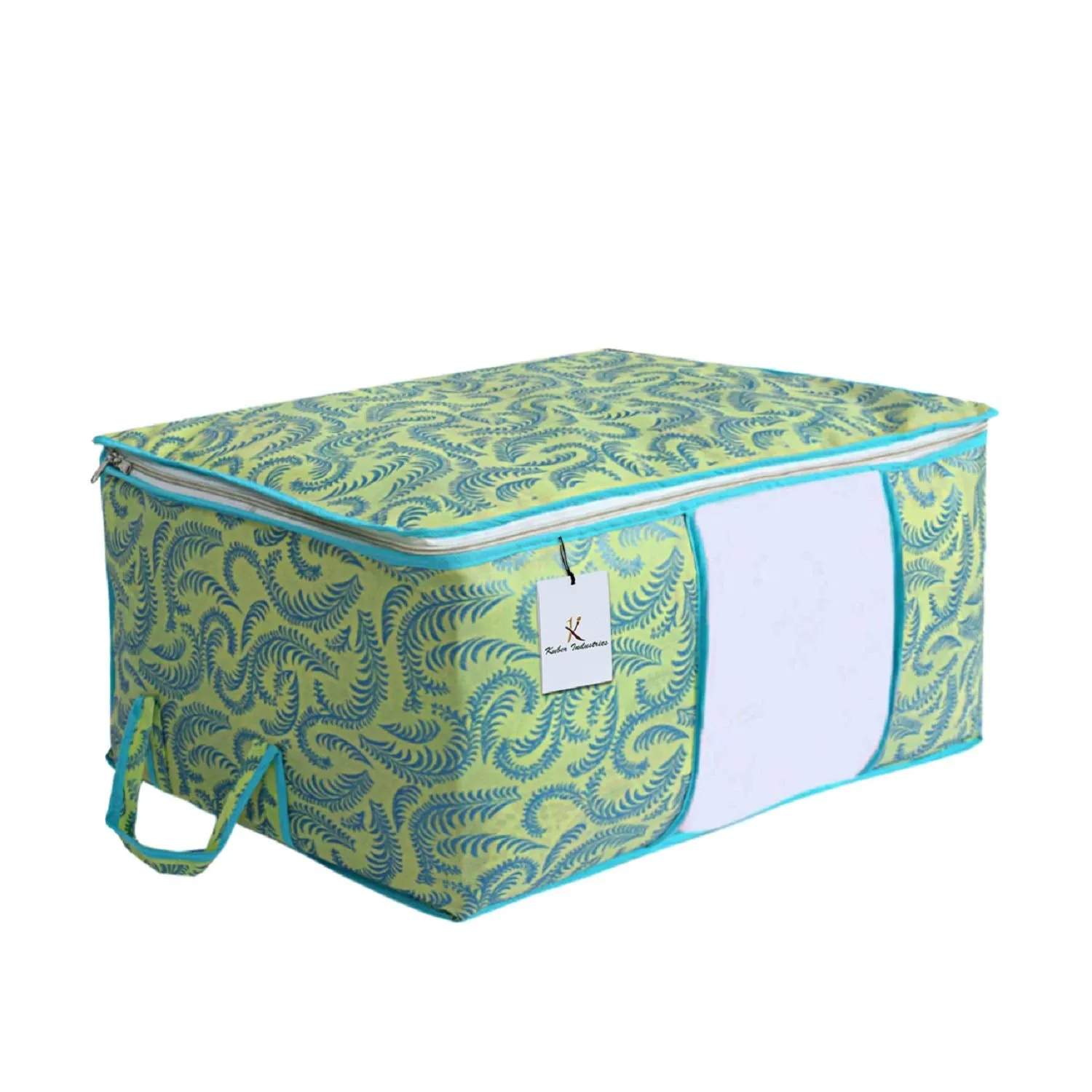 Kuber Industries Rectangular Metallic Print Non woven Under Bed Storage Bag (Green, Standard) - 6 Pieces