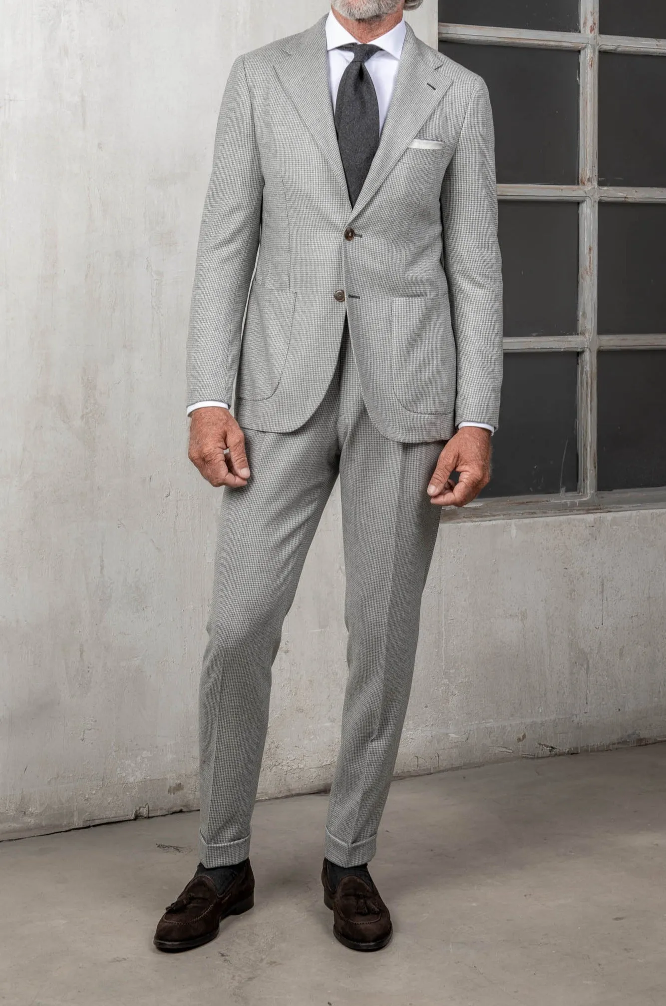 Light grey houndstooth suit - Made in Italy