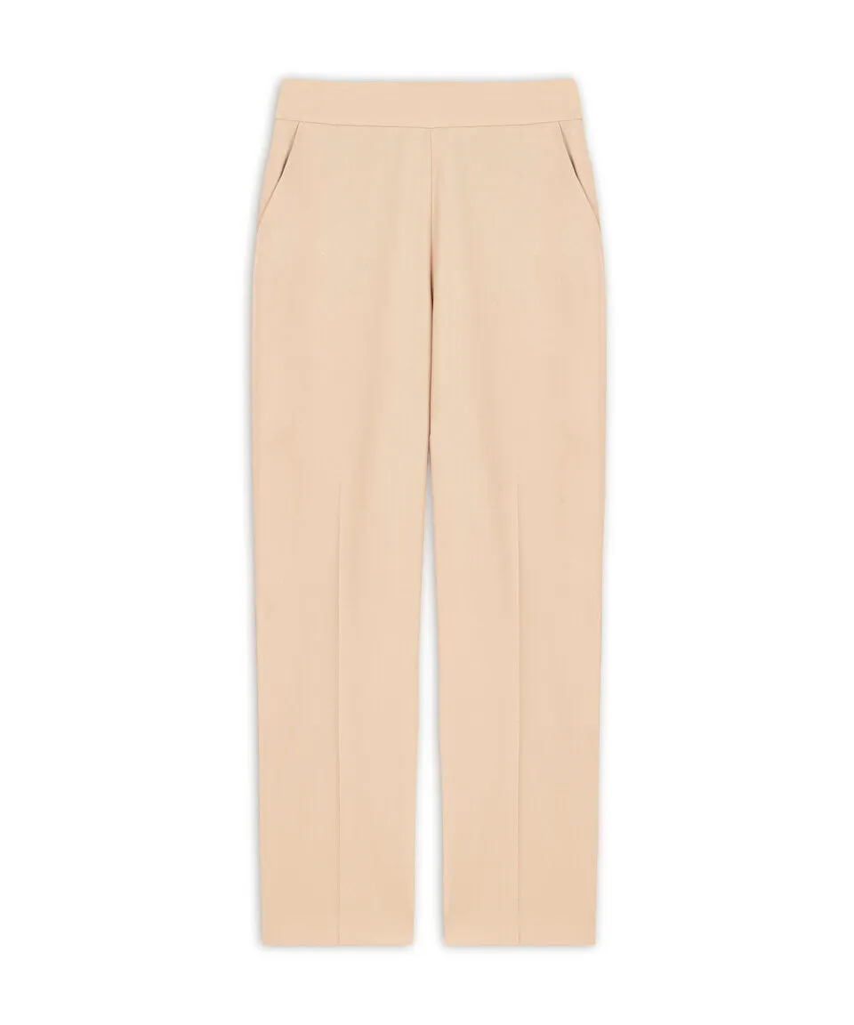 Machka Cigarette Fit Trousers With Iron Marks Beige