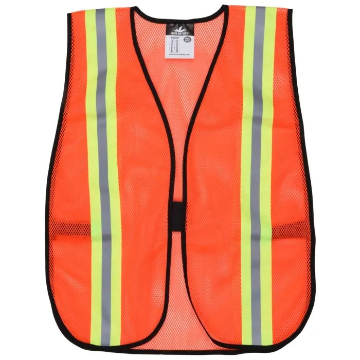 MCR Safety V201R Lightweight Polyester Mesh Safety Vest, Hi Vis Orange, One Size, 1 Each