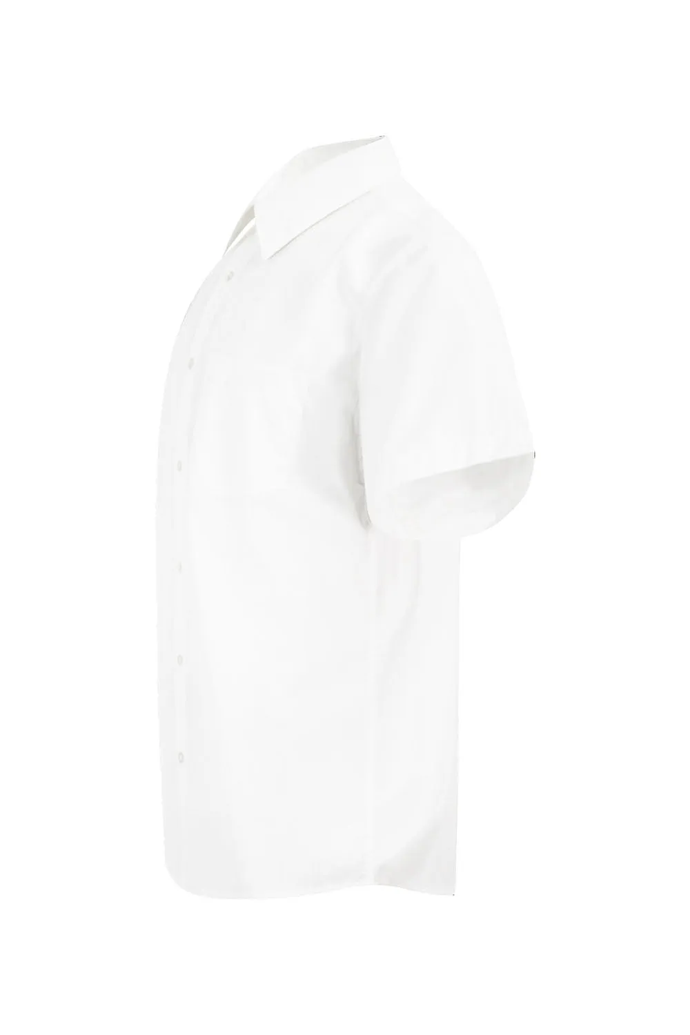 Men's Regular Fit Short Sleeve Solid Color Dress Shirts (White)