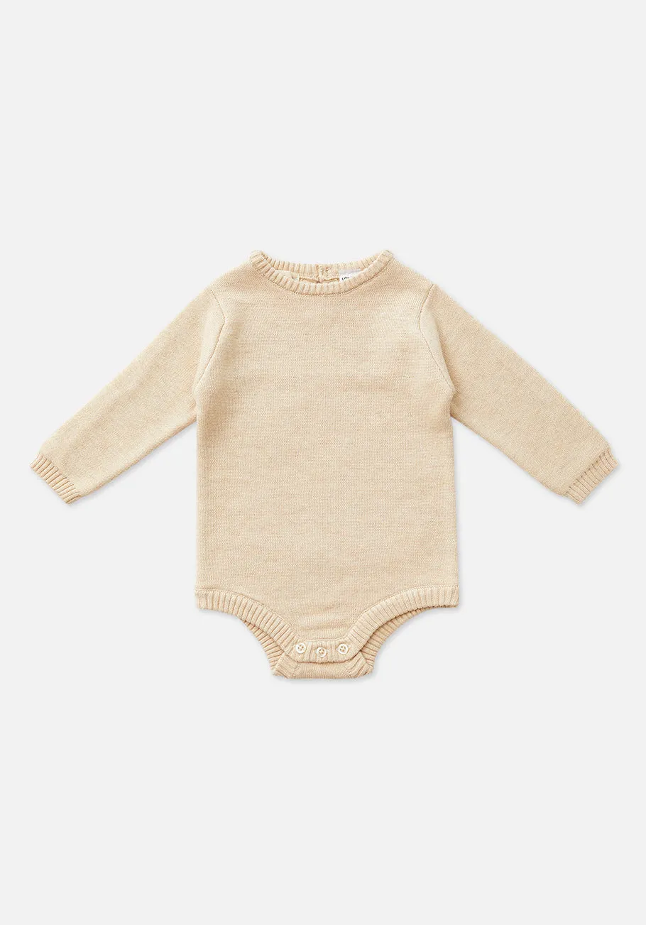 Miann & Co Baby - Long Sleeve Knit Bodysuit - Truffle