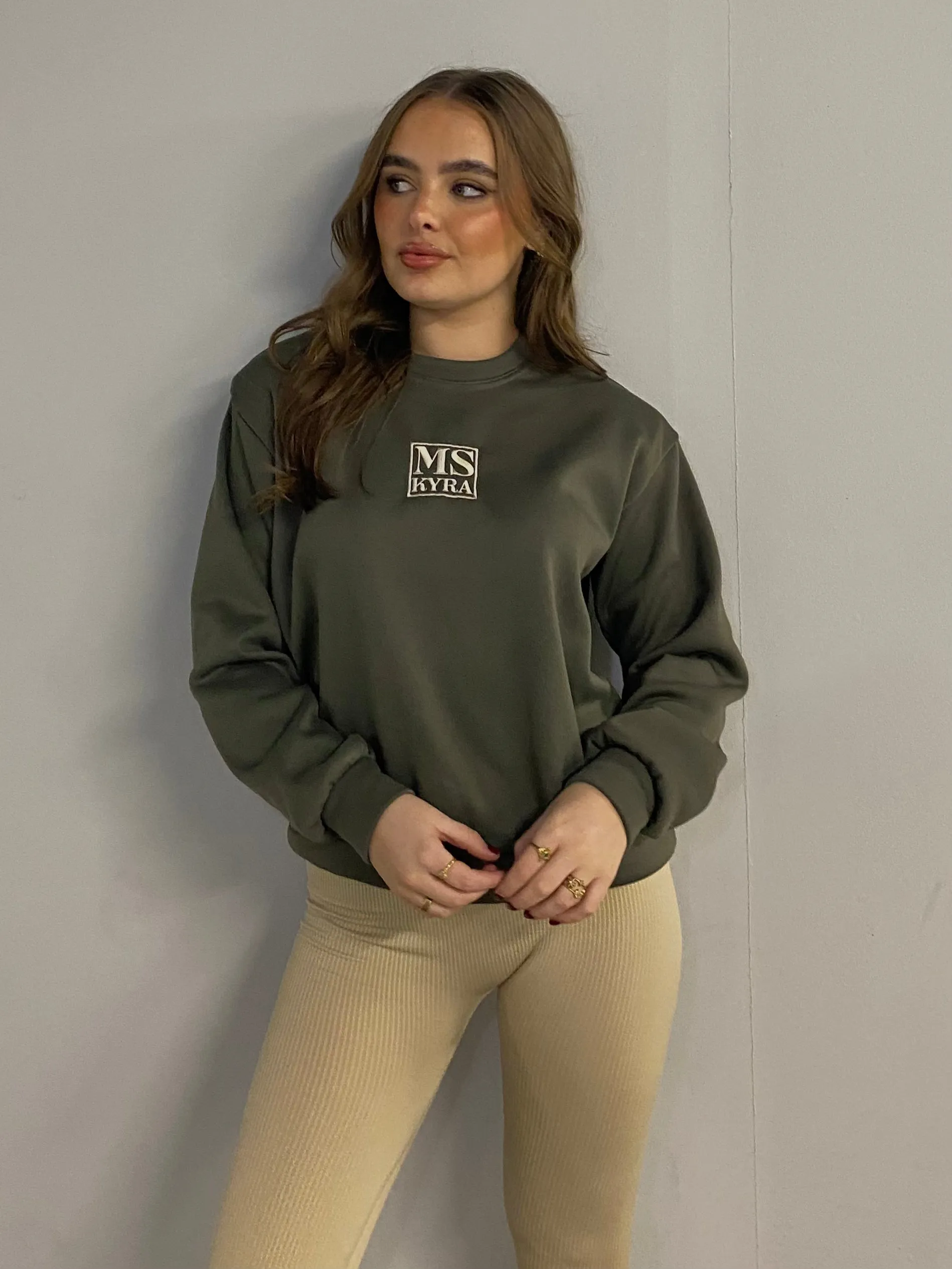 Miskyra Embroidered Sweatshirt - Khaki