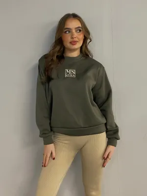 Miskyra Embroidered Sweatshirt - Khaki