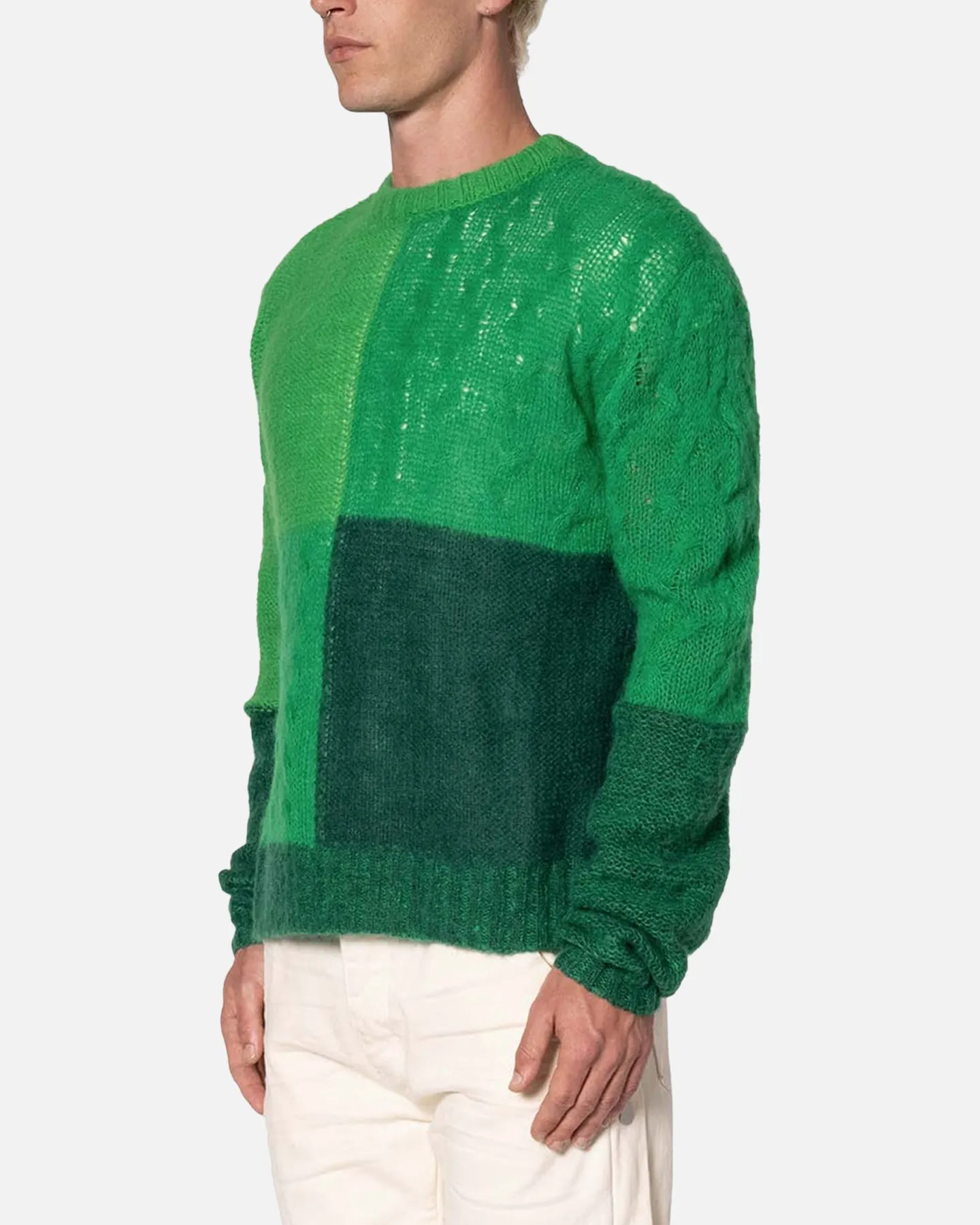 MNML Open Knit Square Sweater Green