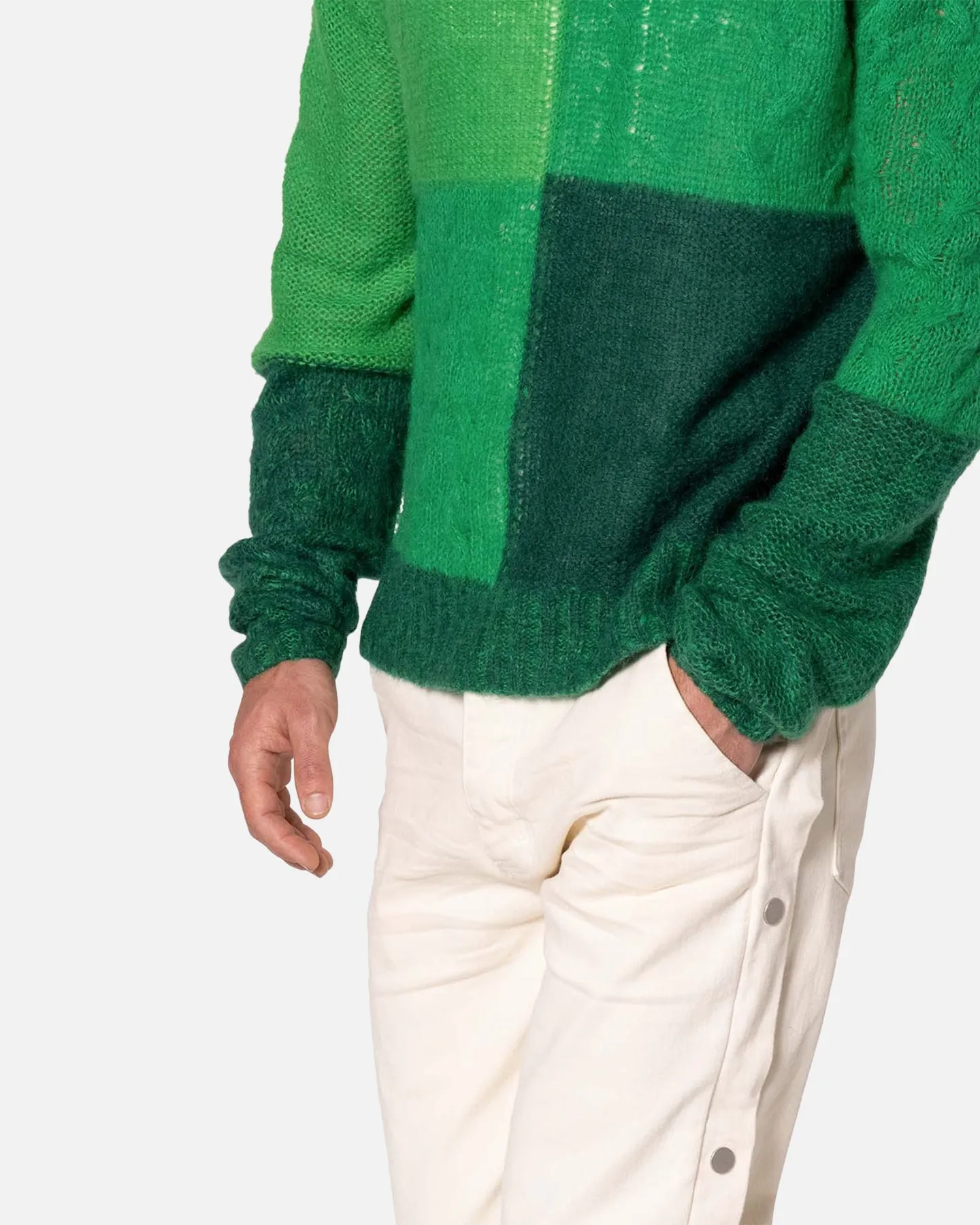 MNML Open Knit Square Sweater Green