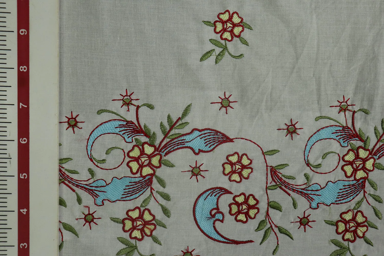 Multicolor Traditional Embroidered Cotton Fabric