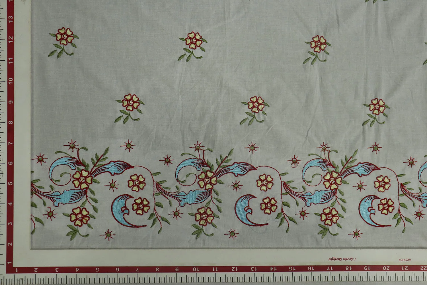 Multicolor Traditional Embroidered Cotton Fabric