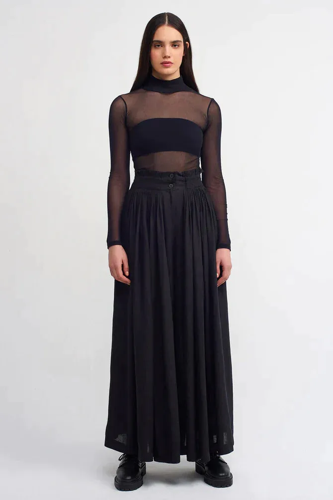 Nu Wide Leg Trousers With Pleated Waist Black