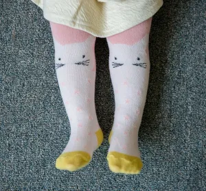 Pink Polka Dot Cat Chloe Girls Tights