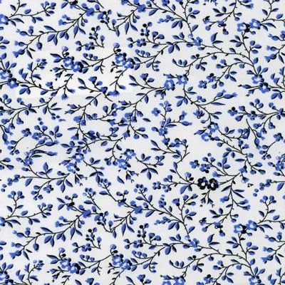 Printed Solid White Fabric with Blue Leaf Pattern Classic Custom Shirt