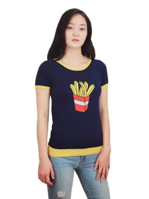 Short Sleeve French Fries T-Shirt Sweater Top