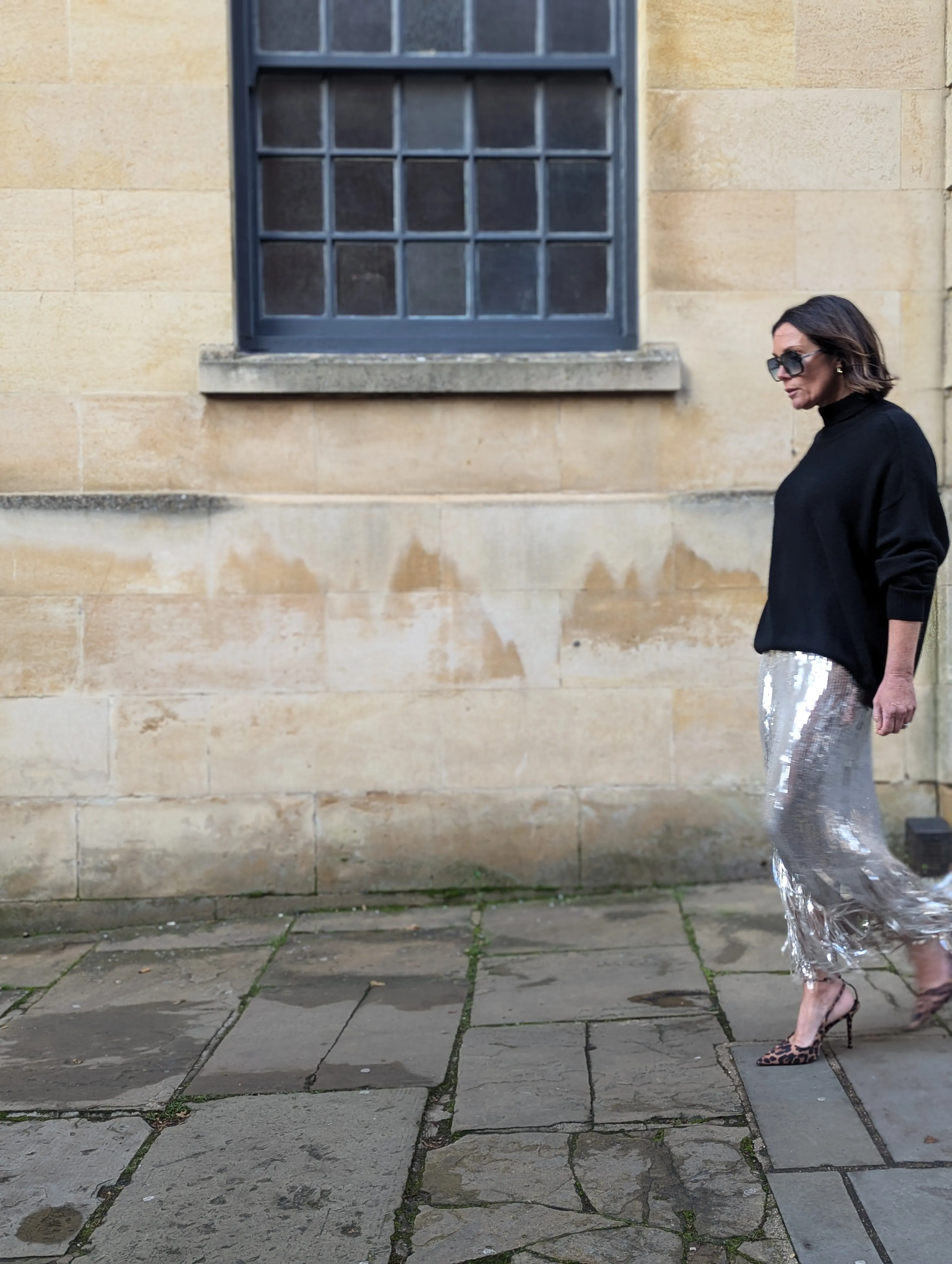 Silver Sequin Fringed Skirt