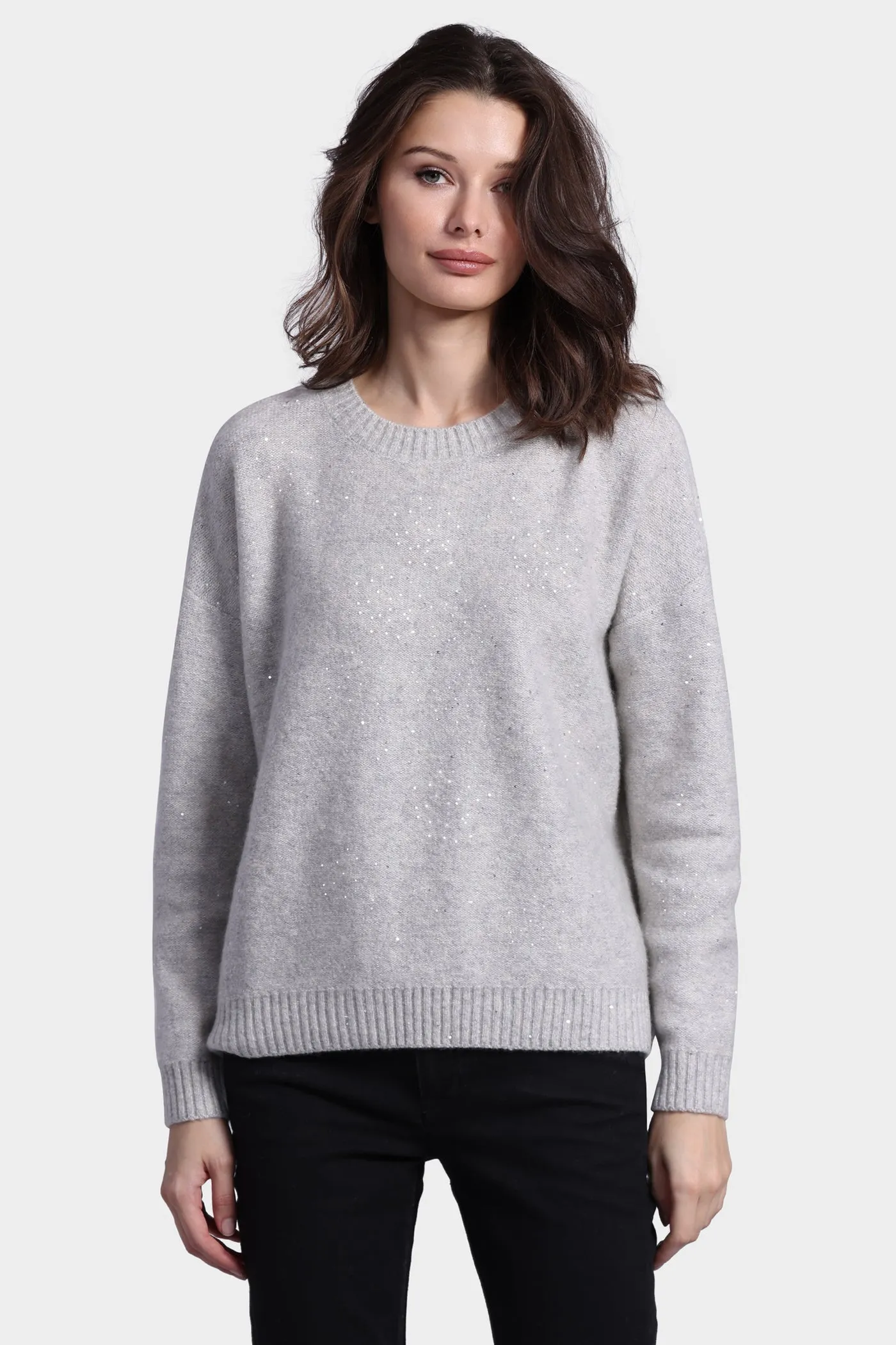 Sparkle Cashmere Boxy Crew Neck