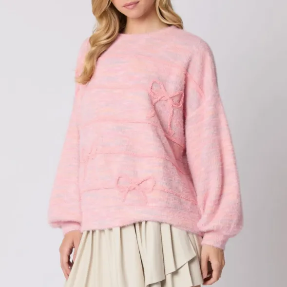 Too Cute For You Ribbon Detail Embroidered Sweater