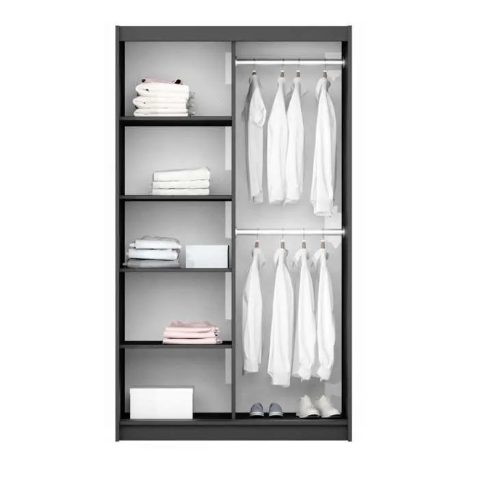 VIGO 120cm Sliding Door Wardrobe Graphite Mirror