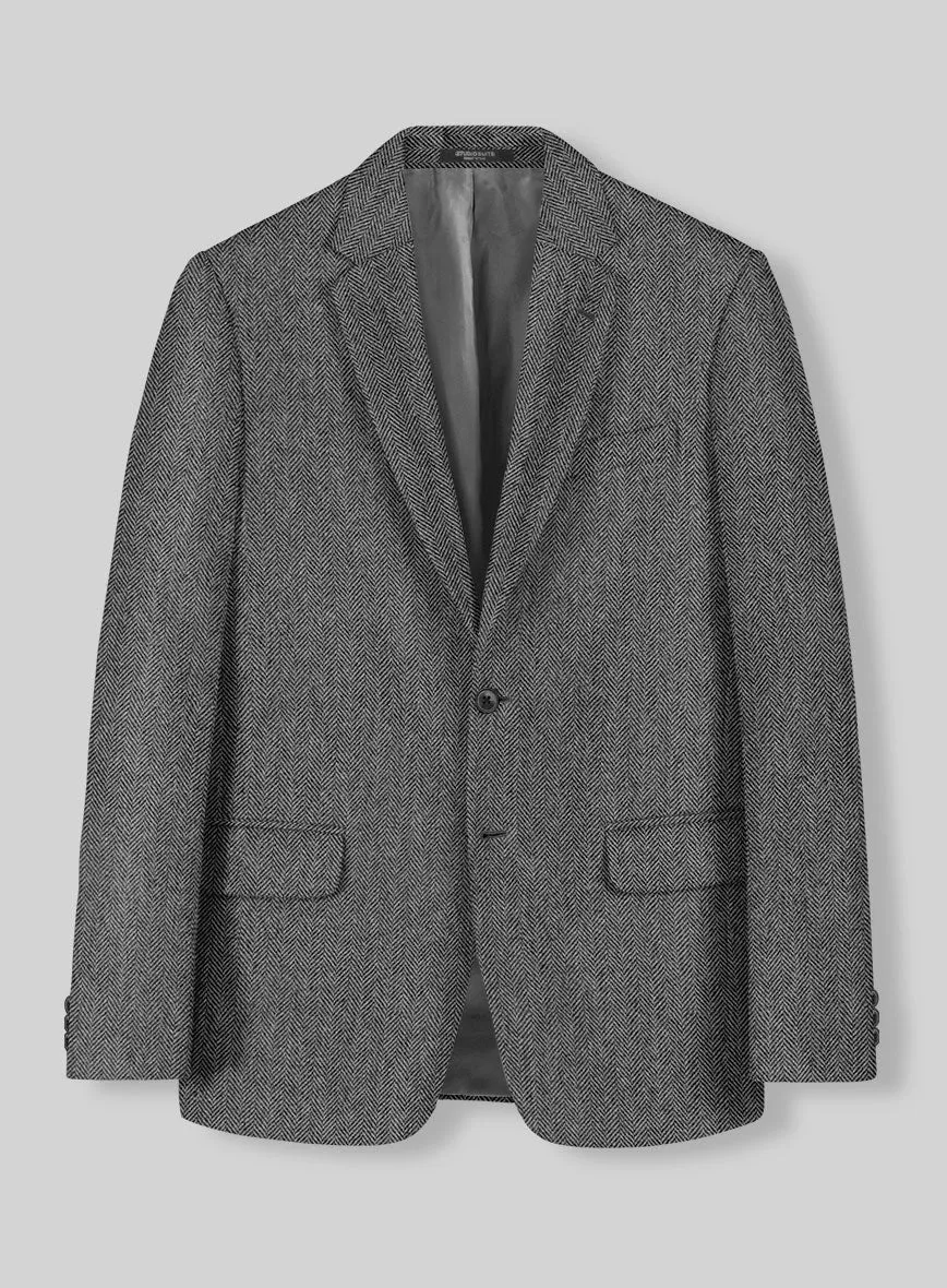 Vintage Herringbone Gray Tweed Suit