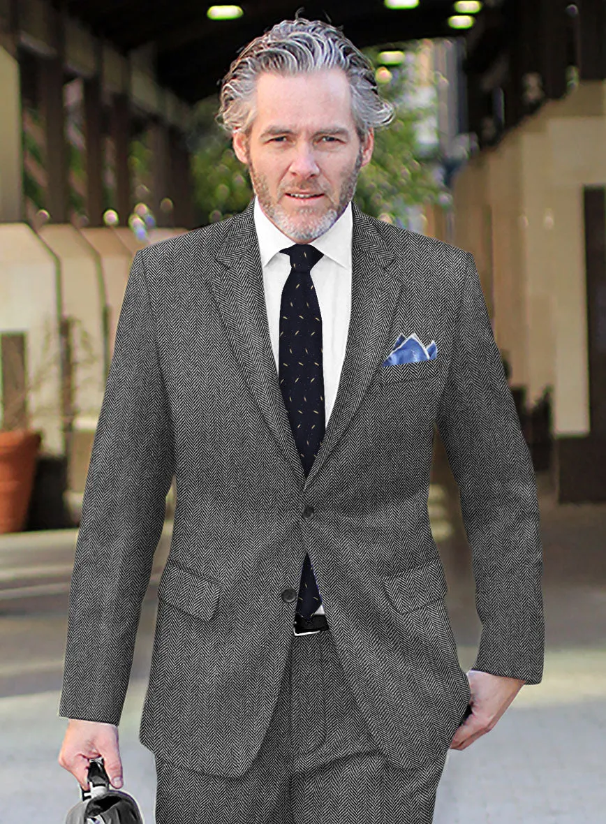 Vintage Herringbone Gray Tweed Suit