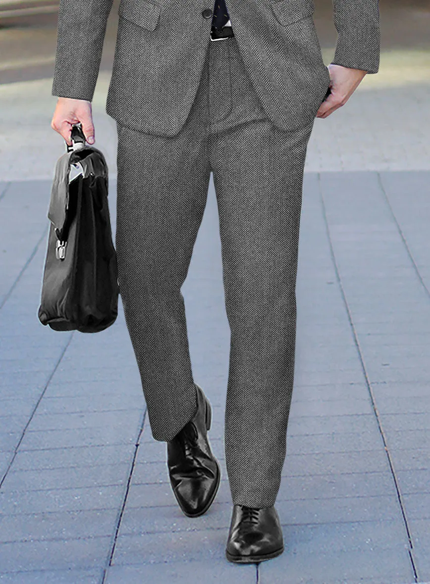 Vintage Herringbone Gray Tweed Suit