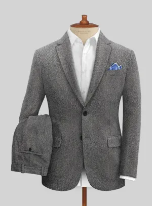 Vintage Herringbone Gray Tweed Suit