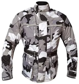 Warrior Gears®Camo Mens Motorcycle Jacket | Camouflage | Waterproof | Breathable | CE Protection - Grey