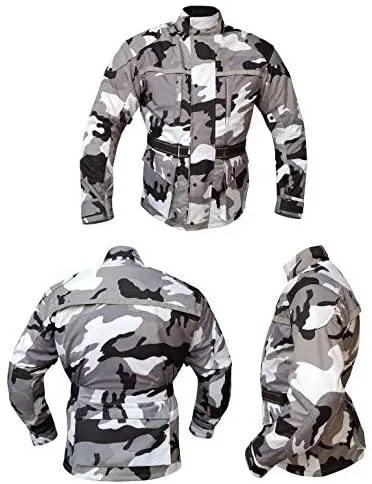 Warrior Gears®Camo Mens Motorcycle Jacket | Camouflage | Waterproof | Breathable | CE Protection - Grey