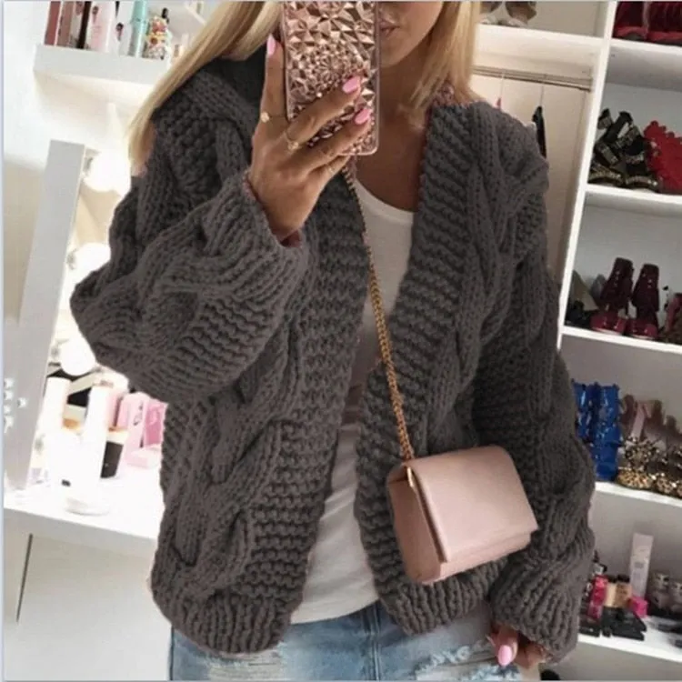 Wenkouban Fitshinling Vintage Twist Cardigan Women Sweater Knitwear 2023 Autumn Winter Open Stitch Top Solid Slim Long Sleeve Cardigans