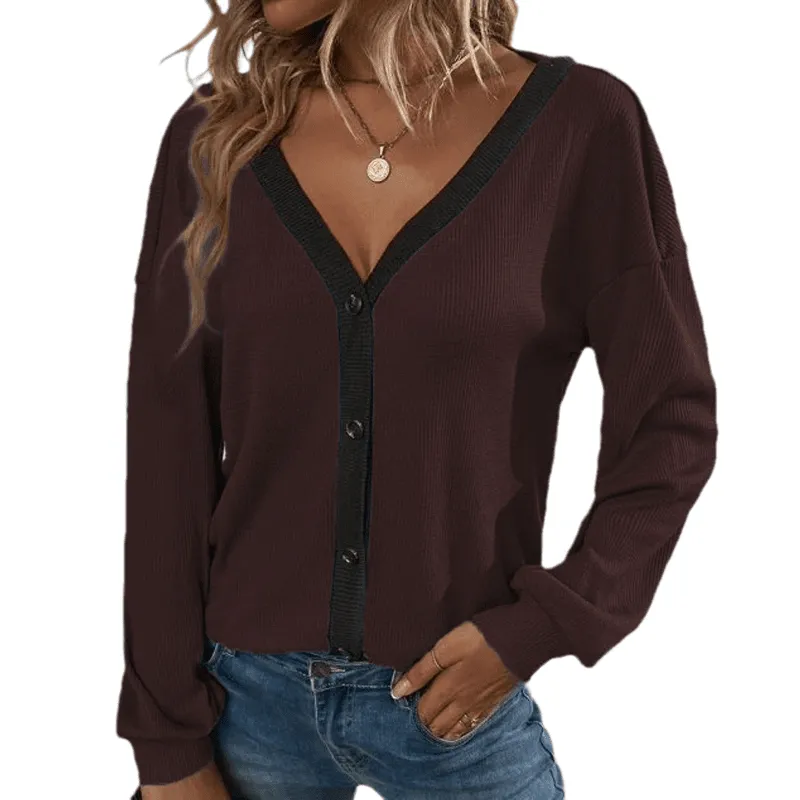 Women's V-Neck Cropped Cardigan Sweaters