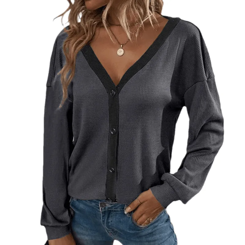 Women's V-Neck Cropped Cardigan Sweaters