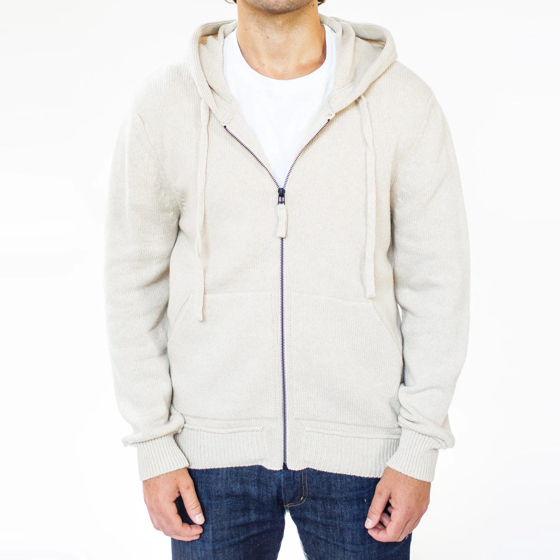 Wool Zip Hoodie (Cream)