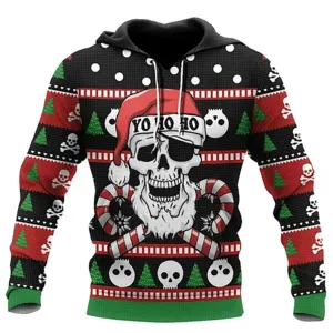 Yo Ho Ho Santa Skull Ugly Hoodie Christmas Sweater